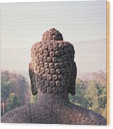 Buddhist Statue At Borobudur Wood Print