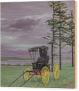 Buggy By The Shore Wood Print