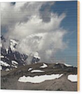 Burroughs Mountain And Clouds Wood Print