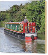 Canal Boat Wood Print