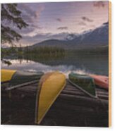 Canoes At Pyramid Lake Wood Print