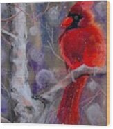 Cardinal In The Snow Wood Print