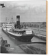 Cargo Ship, Panama Canal Wood Print