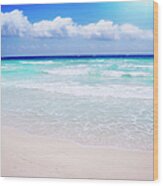 Caribbean Sea Shore In Sun Shine Wood Print