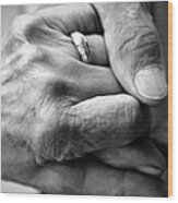 Caring Hand On Senior Hand Wood Print