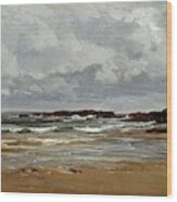 Carlos De Haes / 'carraspio Beach', Ca. 1866, Spanish School, Paper, 21,5 Cm X 42 Cm, P04379. Wood Print