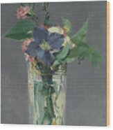 Carnations And Clematis In A Crystal Wood Print