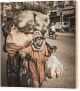 Carrying My Life - Phnom Penh - Cambodia Wood Print