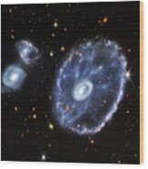 Cartwheel Galaxy And Companion Galaxies Wood Print
