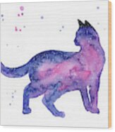 Cat In Space Wood Print