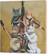 Cat Quartet Wood Print