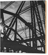 Charlestown Bridge Boston Massachusetts Black And White Wood Print