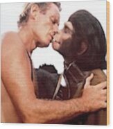 Charlton Heston And Kim Hunter In Planet Of The Apes -1968-. Wood Print