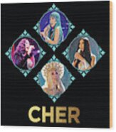 Cher - Blue Diamonds Wood Print