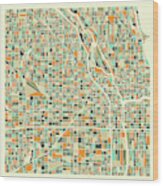 Chicago Map 1 Wood Print