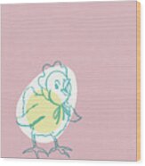 Chick In Egg Wood Print