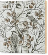 Chickadee Trio 5 Wood Print