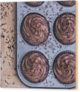 Chocolate Cupcakes In A Tray Wood Print