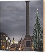 Christmas In Trafalgar Square, London Wood Print
