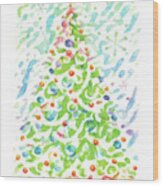 Christmas-tree,watercolor,colourful,dazzling,impressionism,handmade,hand-painted,greeting Card Wood Print