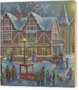 Christmas Village Panoramic Wood Print