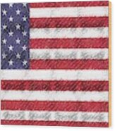 Chromed Usa Flag Wood Print