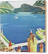 City Harbor In Lucerne Wood Print