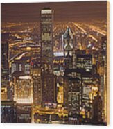 Cityscape Of Downtown Chicago Wood Print