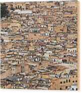 Cityscape Of Fez, Morocco Wood Print