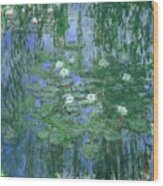 Claude Monet Nympheas Bleus Blue Water Lilies. Date/period 1916 - 1919. Painting. Oil On Canvas. Wood Print