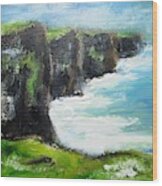 Painting Of Cliffs Of Moher Painting Wood Print