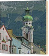 Clock Tower Of Innsbruck Wood Print