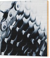 Close Up Of Bicycle Gears Wood Print