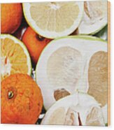Close Up Sliced Citrus Fruits Wood Print