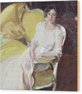 Clotilde Sitting On A Sofa Wood Print