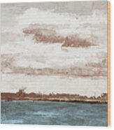 Cloudy Shores And Pink Skies Wood Print