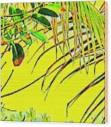 Coconut Fronds Yellow Ahalanui Wood Print