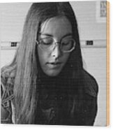College Student With Octagonal Eyeglasses, 1972 Wood Print