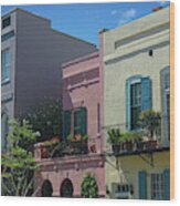 Colored Architecture - Rainbow Row Wood Print