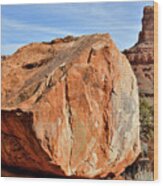 Colorful Boulder And Butte In Valley Of The Gods Wood Print