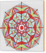 Colorful Handmade Painting Mandala. Drawing With Pencils And Mar Wood Print