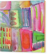 Colorful Patchwork 2- Art By Linda Woods Wood Print