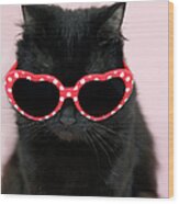 Cool Cat Wearing Sunglasses Wood Print