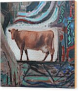 Cow Observing Human Behavior - Fragment Wood Print