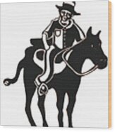 Cowboy With A Stove Top Hat Wood Print