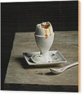 Cracked Egg In Egg Cup With Cress And Wood Print