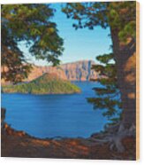 Crater Lake Early Dawn Scenic Views Ix Wood Print