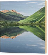 Crystal Lake Red Mountain Reflection In Ouray Colorado Wood Print