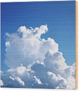 Cumulus Clouds And Blue Sky Wood Print