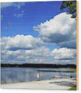 Cumulus Clouds Over A Lake In The Pocono Mountains In Pennsylvania Wood Print